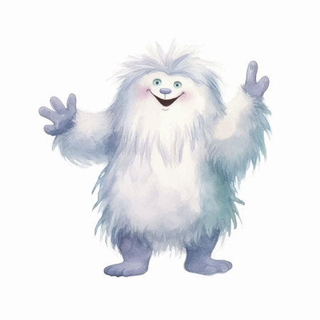 Cute cartoon white dog isolated on white background. Watercolor illustration.のイラスト素材