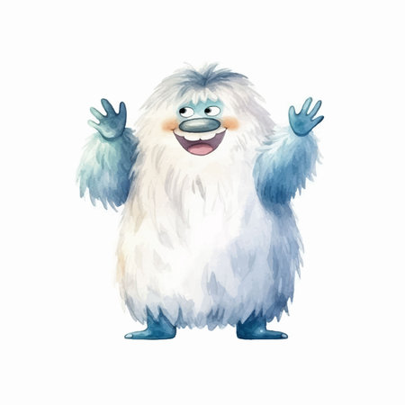 Watercolor illustration of a funny cartoon character, isolated on white backgroundのイラスト素材