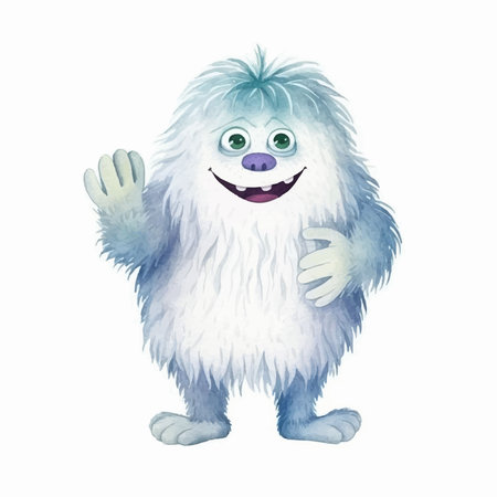 funny cartoon character isolated on a white background, watercolor illustrationのイラスト素材