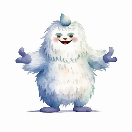 Funny cartoon monster. Watercolor illustration on a white background.のイラスト素材