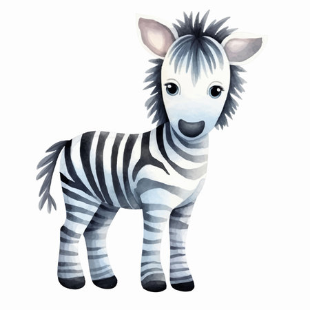 cartoon scene with zebra on white background - illustration for childrenのイラスト素材