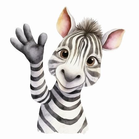 Watercolor portrait of cute zebra. Isolated on white background.のイラスト素材