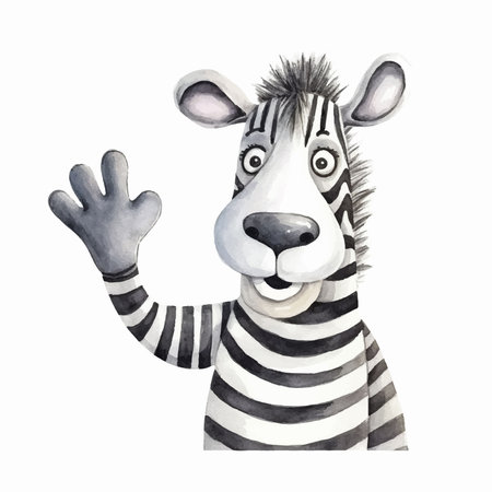 Watercolor cute zebra. Hand drawn illustration isolated on white background.のイラスト素材