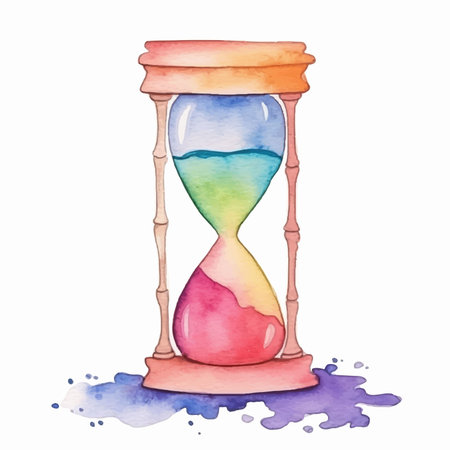 Watercolor hourglass on white background. Watercolor hand drawn illustration.のイラスト素材