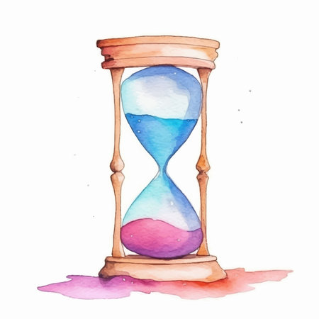 Watercolor hourglass. Hand drawn illustration isolated on white background.のイラスト素材