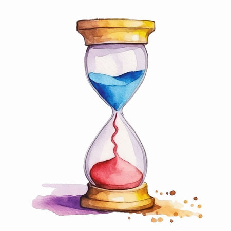 Watercolor hourglass on a white background. Watercolor illustration.のイラスト素材