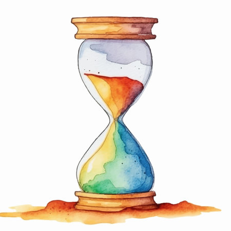 Watercolor hourglass on white background. Hand drawn watercolor illustrationのイラスト素材