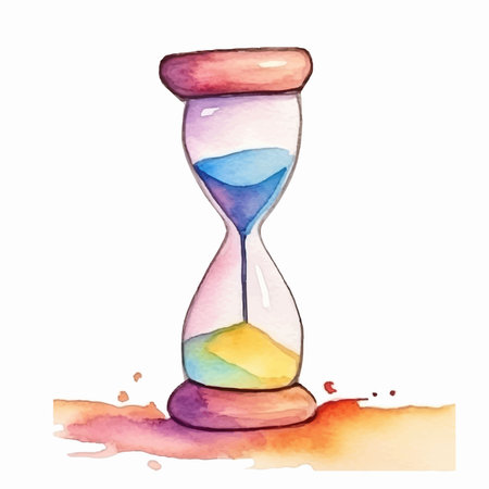 Watercolor hourglass on a white background. Hand drawn illustration.のイラスト素材