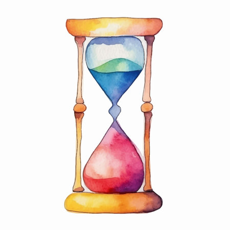 Watercolor hourglass. Hand drawn illustration isolated on white background.のイラスト素材