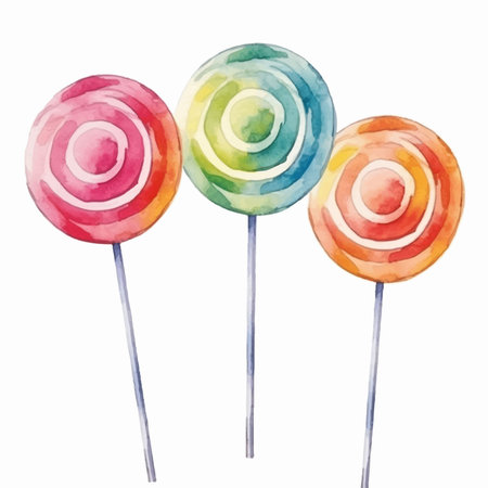 Watercolor colorful lollipops isolated on a white background.のイラスト素材