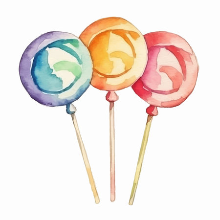 Watercolor colorful lollipops isolated on a white background.のイラスト素材
