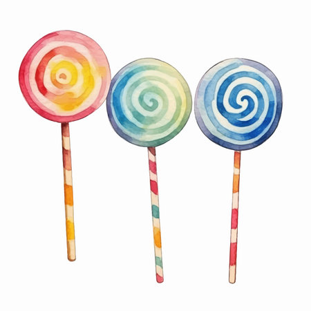Watercolor lollipops isolated on white background. Hand drawn illustration.のイラスト素材