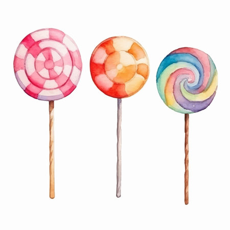 Watercolor lollipops set. Hand drawn illustration isolated on white backgroundのイラスト素材