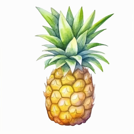 Pineapple. Hand drawn watercolor illustration isolated on white backgroundのイラスト素材