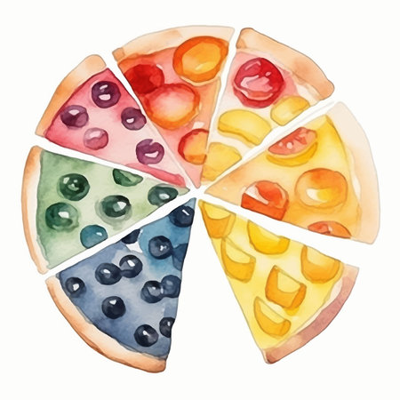 Watercolor pizza slice. Hand drawn illustration isolated on white background.のイラスト素材