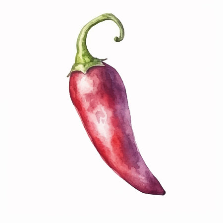 Red hot chili pepper isolated on white background. Hand drawn watercolor illustrationのイラスト素材