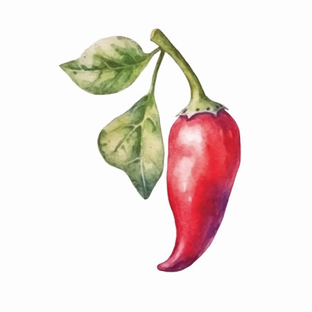 Watercolor chili pepper isolated on white background. Hand drawn illustration.のイラスト素材