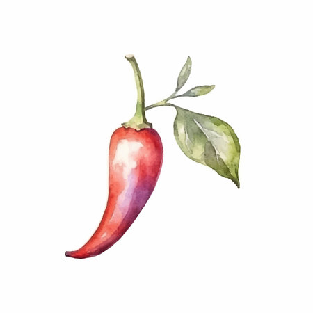 Watercolor red chili pepper isolated on white background. Hand drawn illustrationのイラスト素材