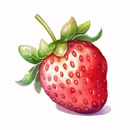 Hand drawn watercolor illustration of strawberry. Isolated on white background.のイラスト素材