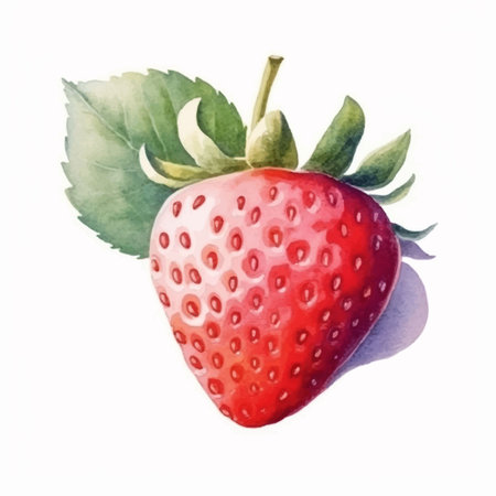 Watercolor strawberry isolated on white background. Hand-drawn illustration.のイラスト素材