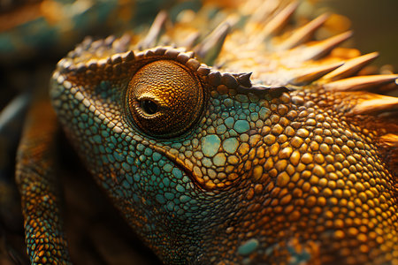 Close up portrait of a chameleon, Chamaeleo calyptratus