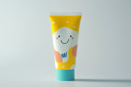 Toothpaste tube with smiling face on white background. 3d illustration