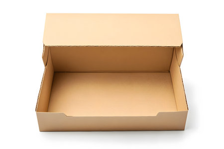 close up of  a cardboard box on white background with clipping path