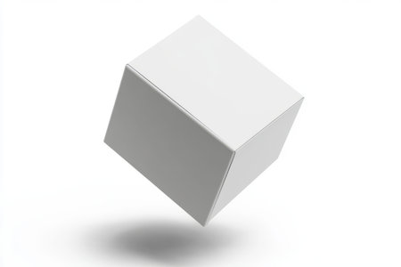 White cube isolated on white background. 3d rendering. Computer digital drawing.の写真素材