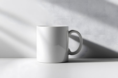 Mug mockup on white background with shadows. 3d renderの写真素材