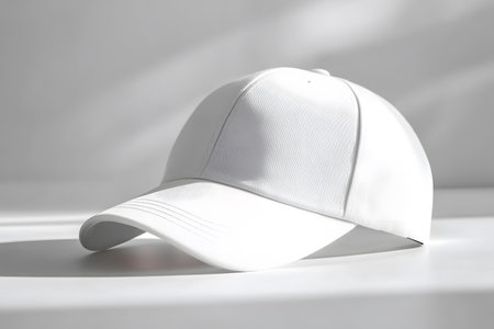 White baseball cap on a white background. Copy space for text.