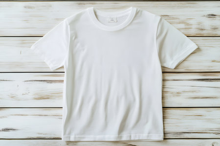 White t-shirt on wood background - vintage effect style pictures.