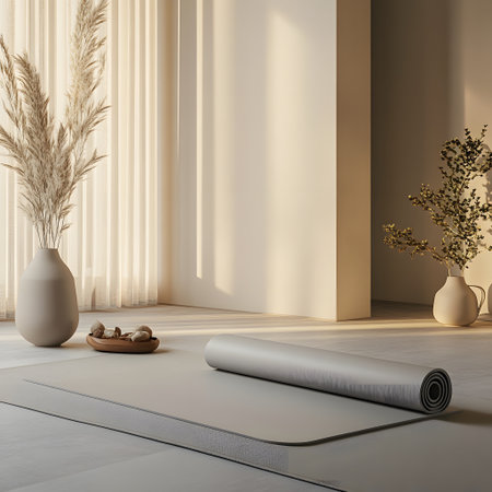 Interior of living room with carpet and vase, 3d renderの写真素材