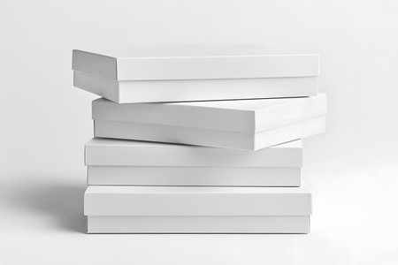 White boxes on a white background. 3d rendering mock up.の写真素材