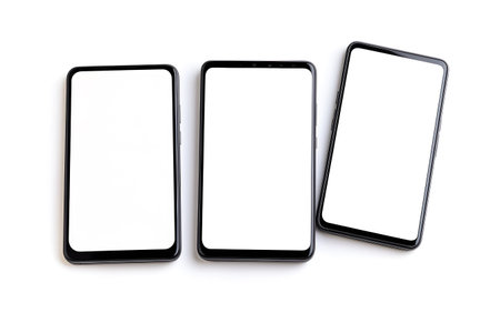 Smartphone with blank screen isolated on white background. Clipping pathの写真素材