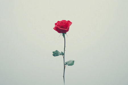 red rose on white background with filter effect retro vintage style and soft focusの写真素材