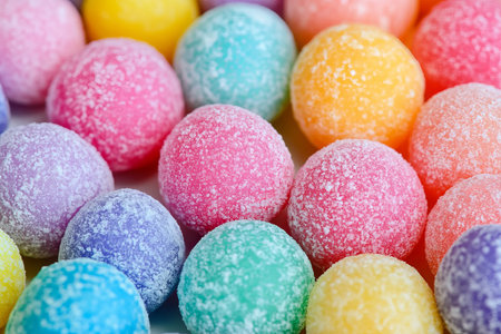 Colorful candies on a white background. Close-up.