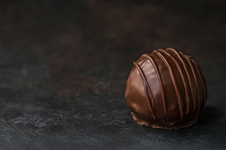 Chocolate candies on a dark background. Selective focus.