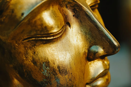 golden buddha statue in thailand, close-up