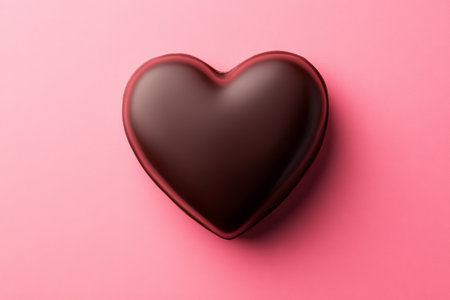 Chocolate heart on a pink background. Valentine's day concept.の写真素材