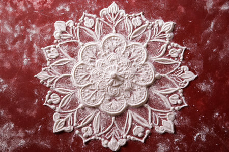 Beautiful white snowflake on a red background. Snowflakes