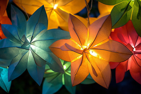 Colorful paper origami lanterns for Chinese New Year celebration.