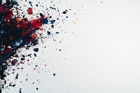 Colorful splashes of paint on white background with copy space.の写真素材