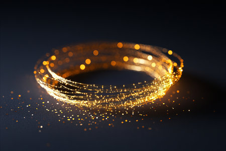 A mesmerizing image of a golden, sparkling ring, evoking a sense of magic and wonder. The intricate...