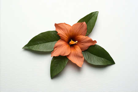 A stunning close-up of an orange flower with green leaves, perfect for nature and botanical themes.