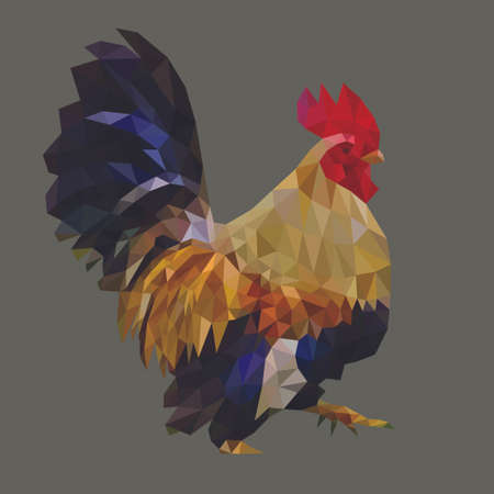 Short Legged Bantam Chicken Triangular Lowpoly Art Vector illustrationのイラスト素材