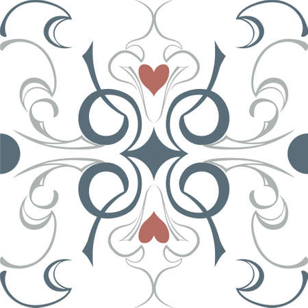 Seamless Heart Ornamental Decorative Pattern with Classic Style for Background or Texture Purposeのイラスト素材