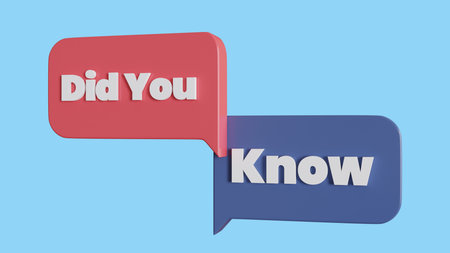 Did you know speech bubble isolated on blue background, 3D renderingの写真素材