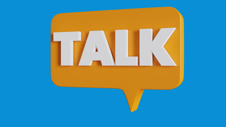 3d Illustration of the word Talk in a speech bubble.の写真素材