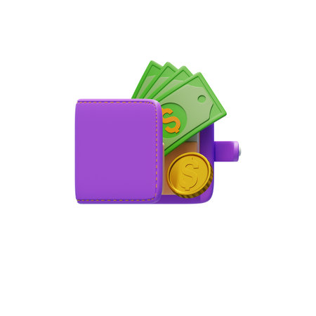 Wallet with money. Isolated on white background. Vector illustration.の写真素材