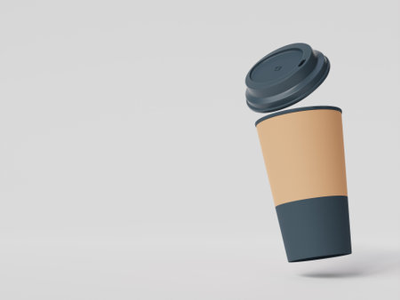 Coffee cup mockup on white background. 3D renderingの写真素材